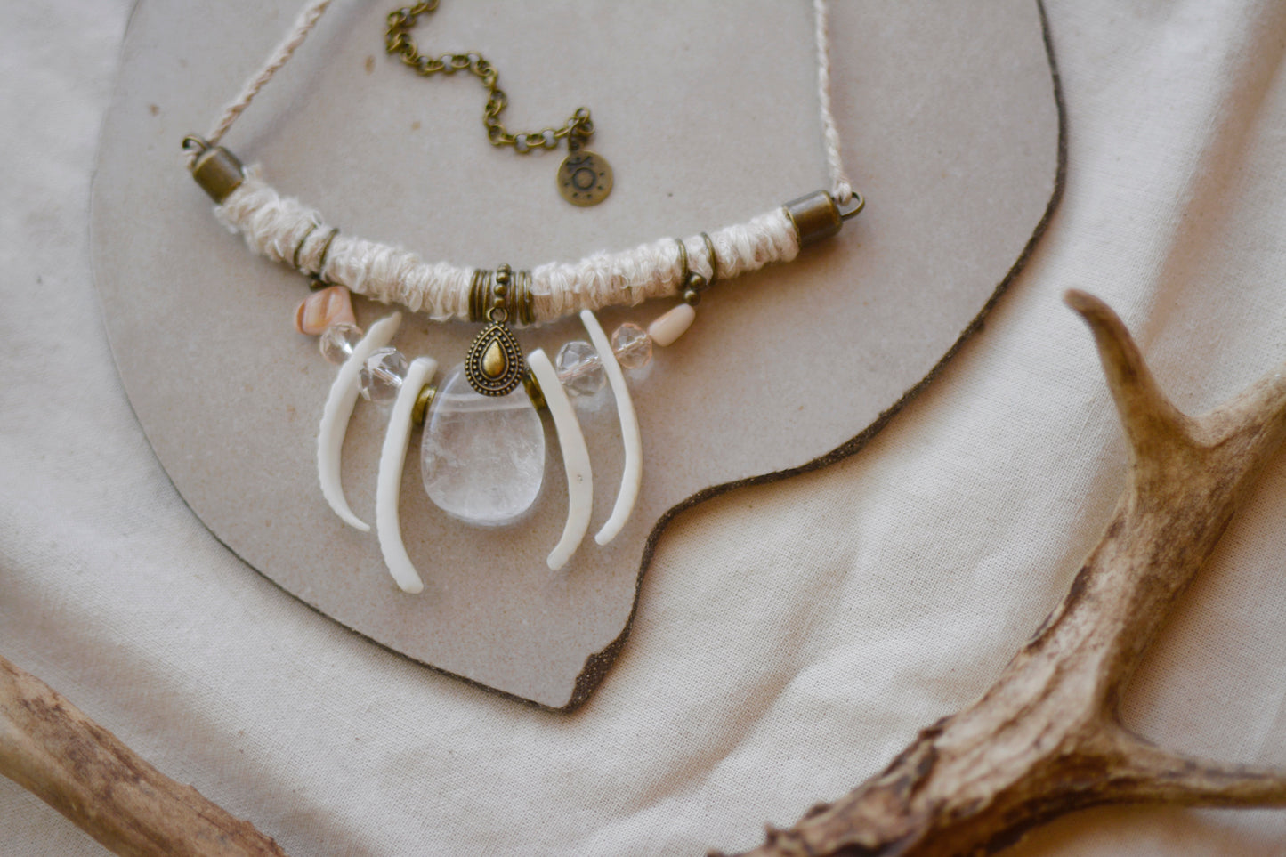 The Air Tribe Necklace with Shells and Clear Crystal