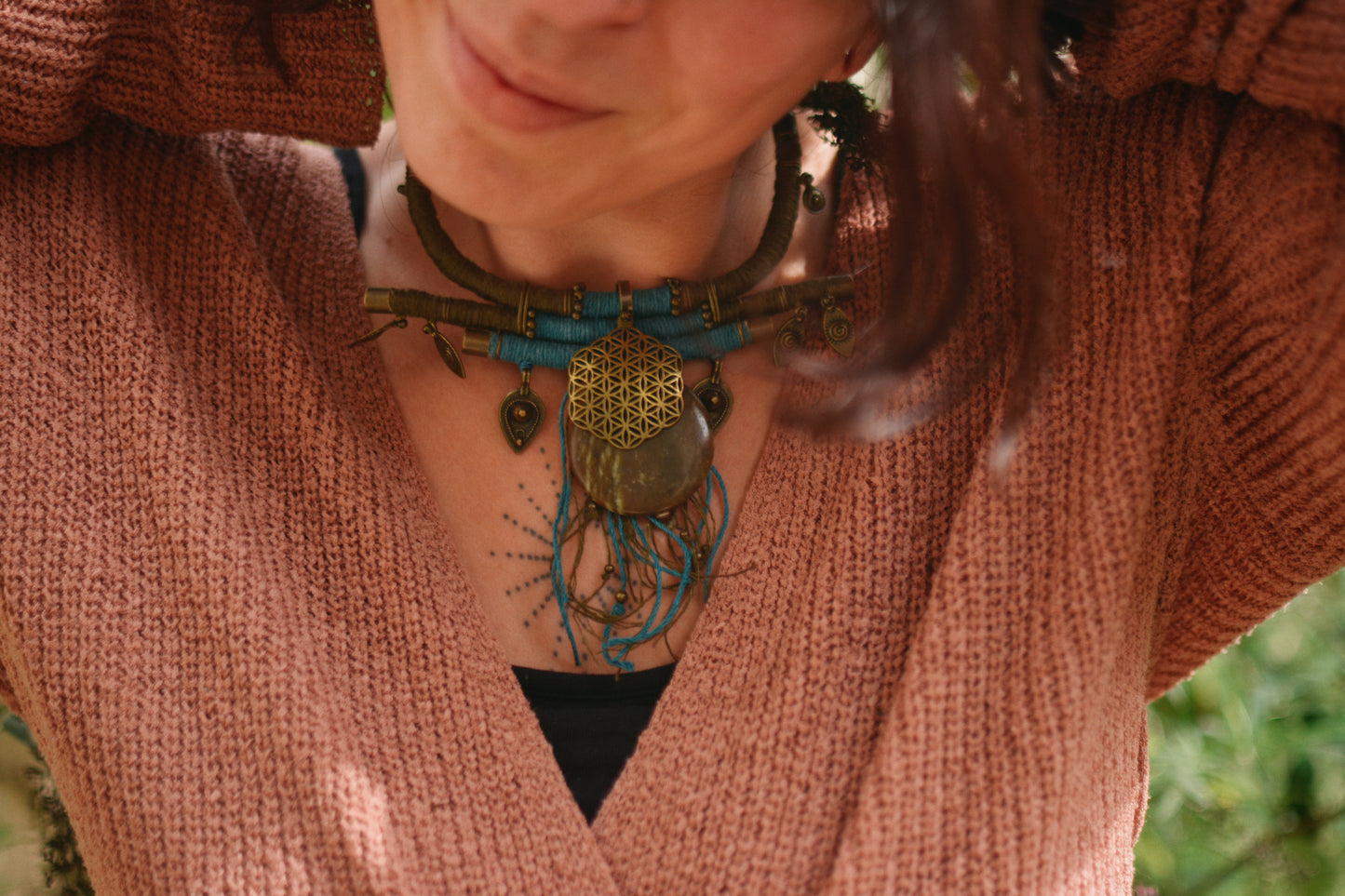Olive Sky Necklace with Serpentine