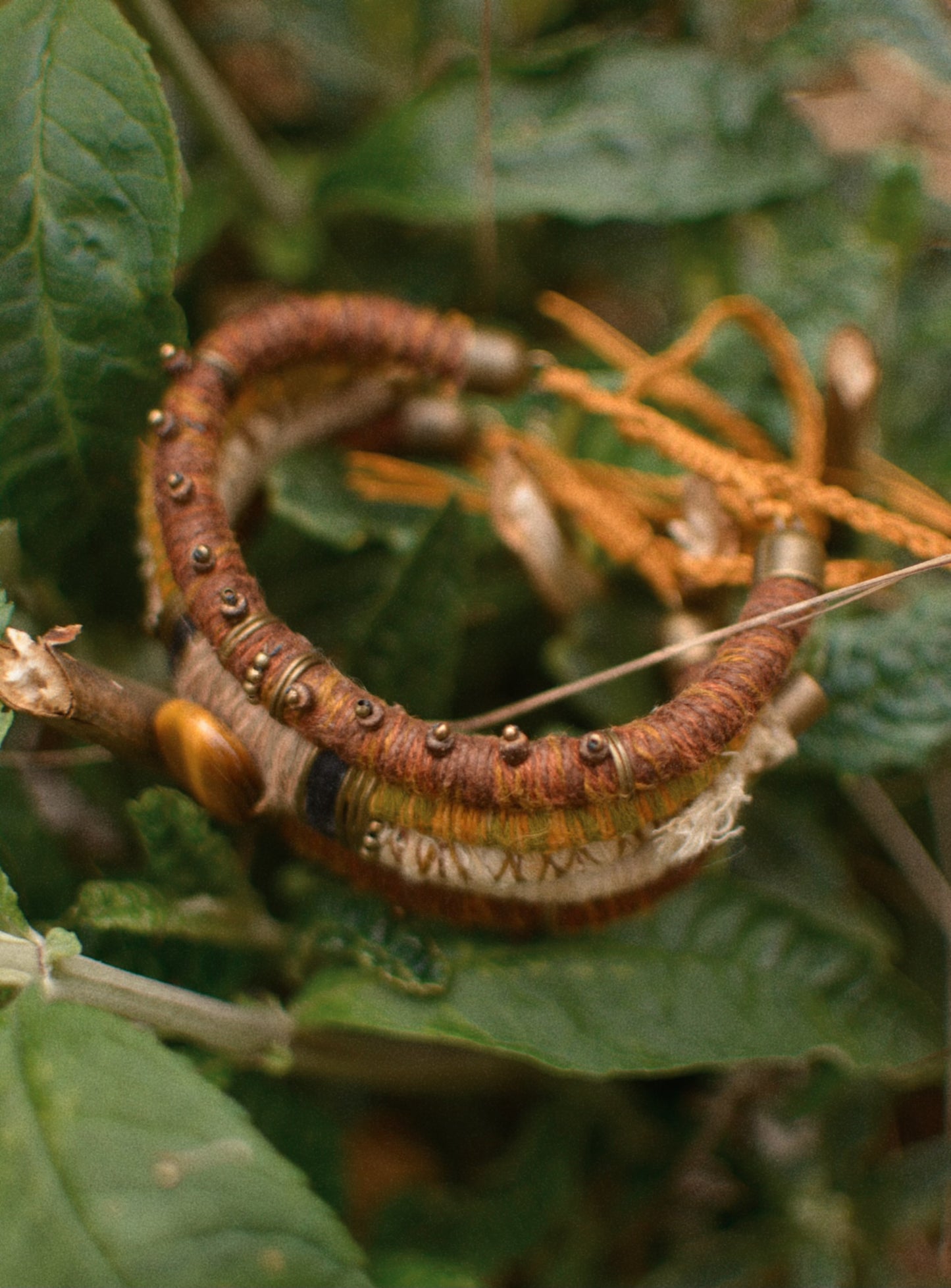 Earth Calling Hemp and Linen Arm Cuff / Bracelet with Tiger Eye for Men