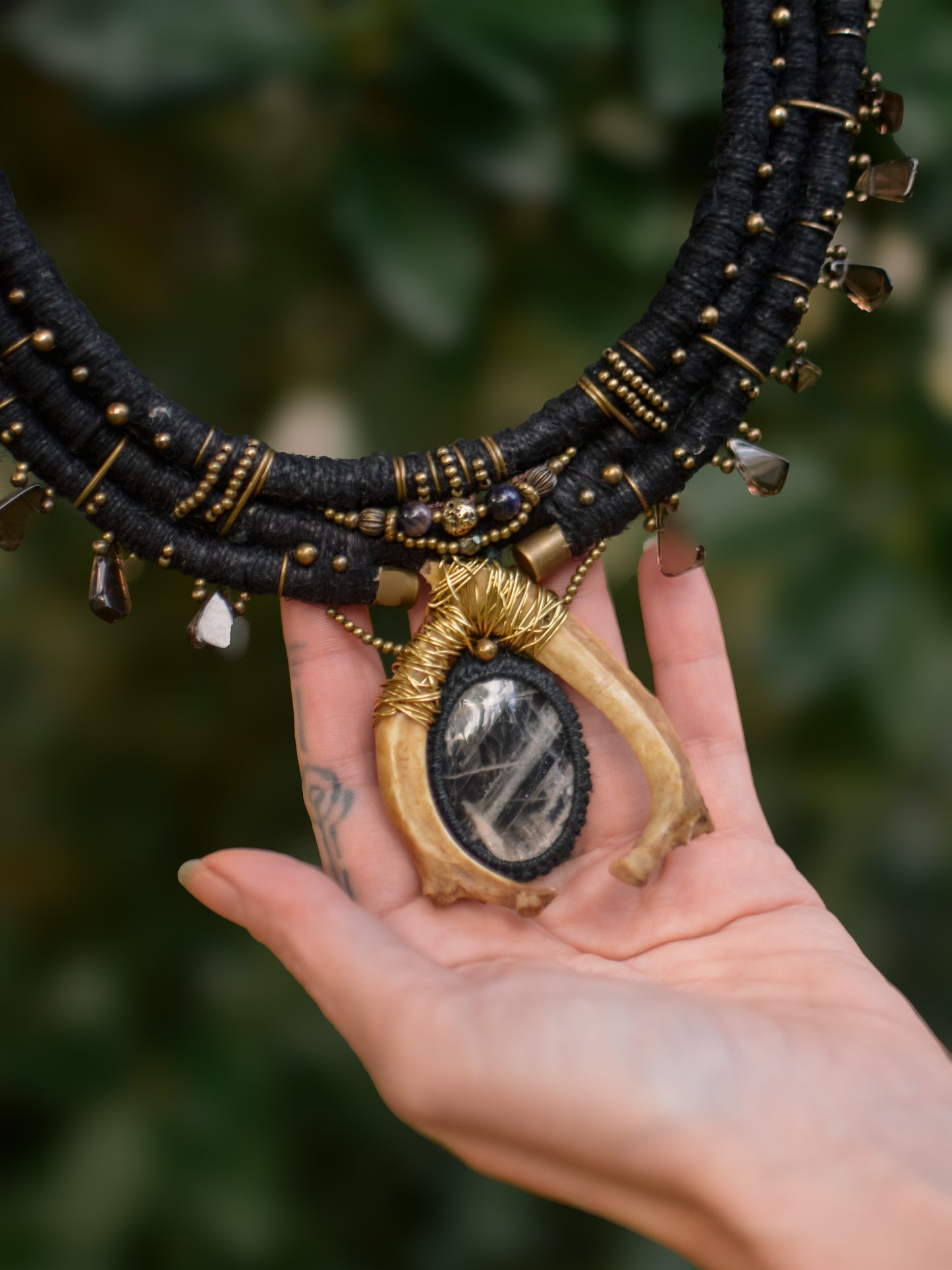 Sunstone -smoky quartz necklace