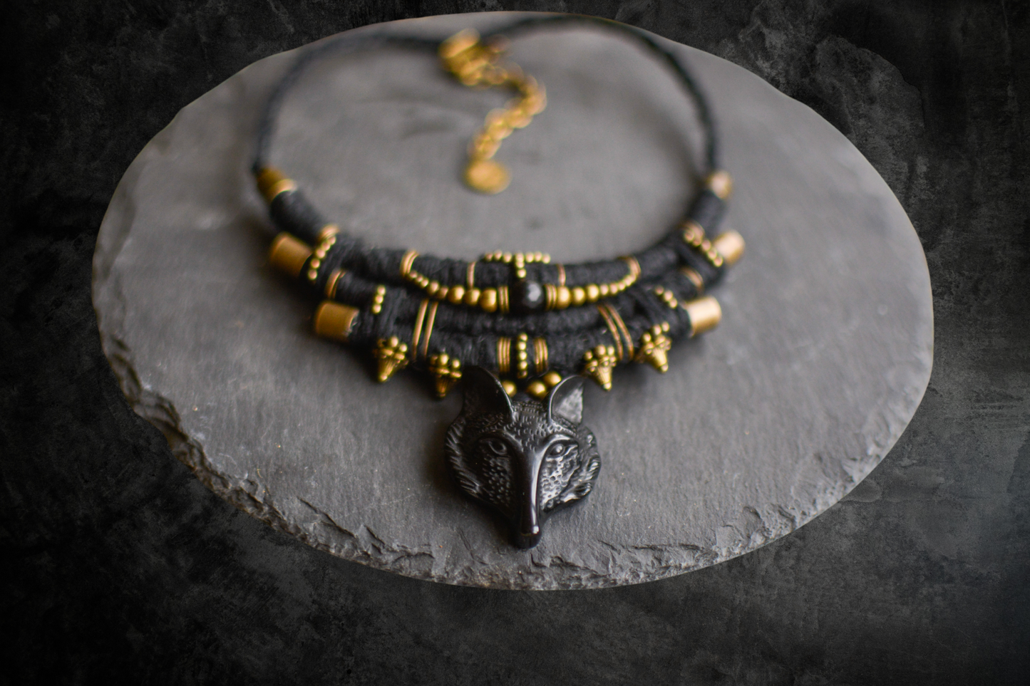 Guardians of the Unseen Necklace with Wolf Obsidian