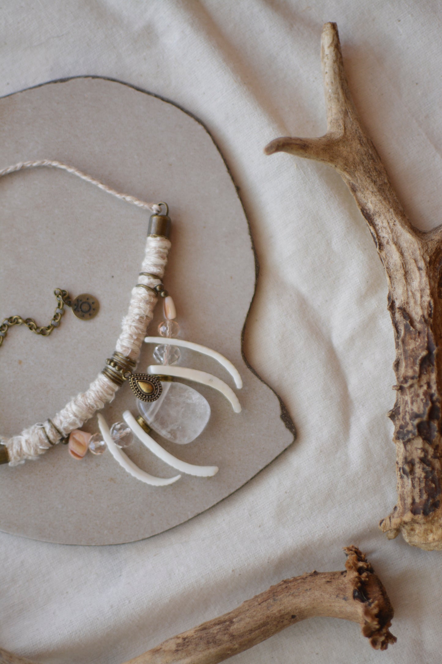 The Air Tribe Necklace with Shells and Clear Crystal
