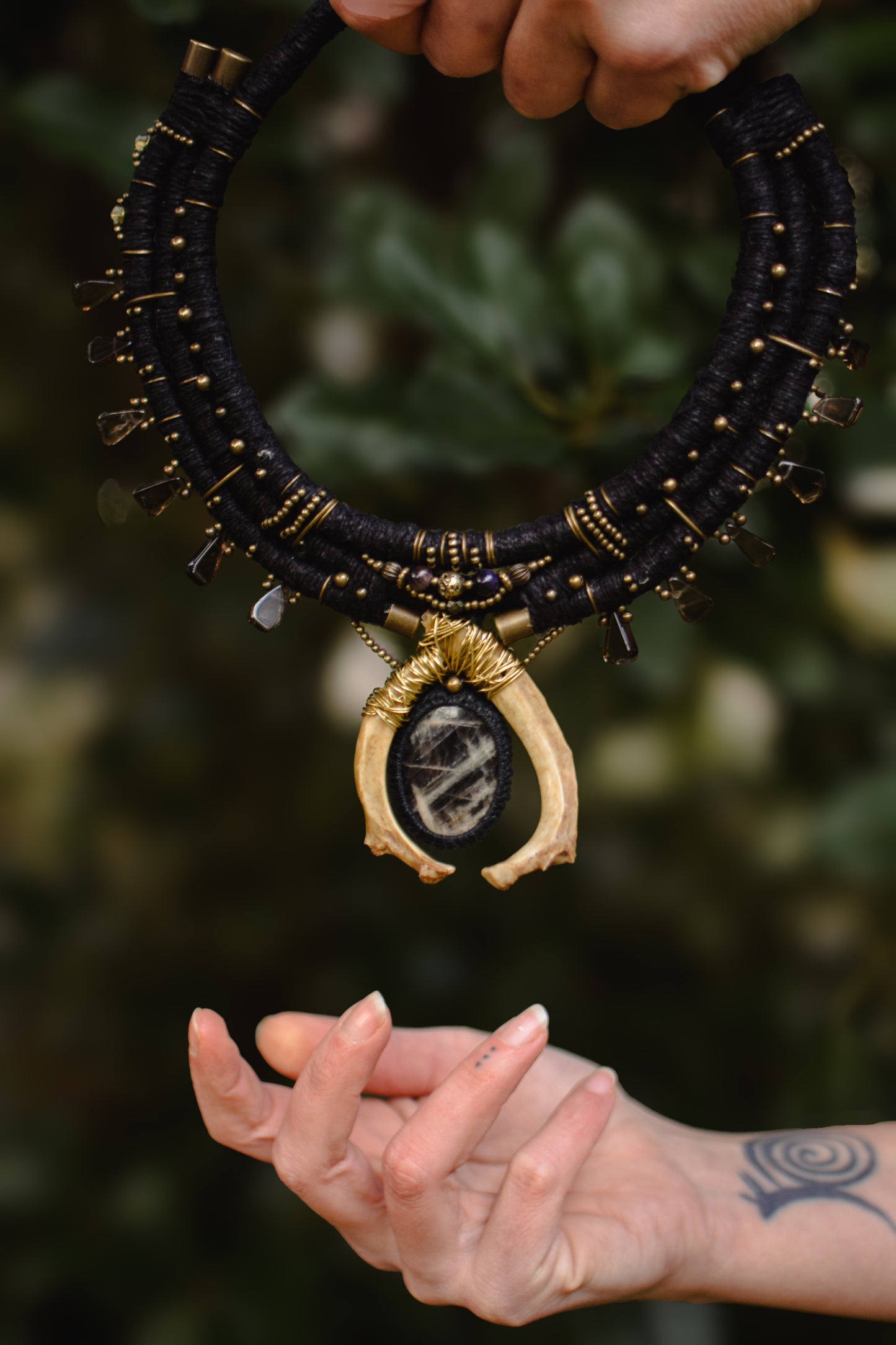 Sunstone -smoky quartz necklace