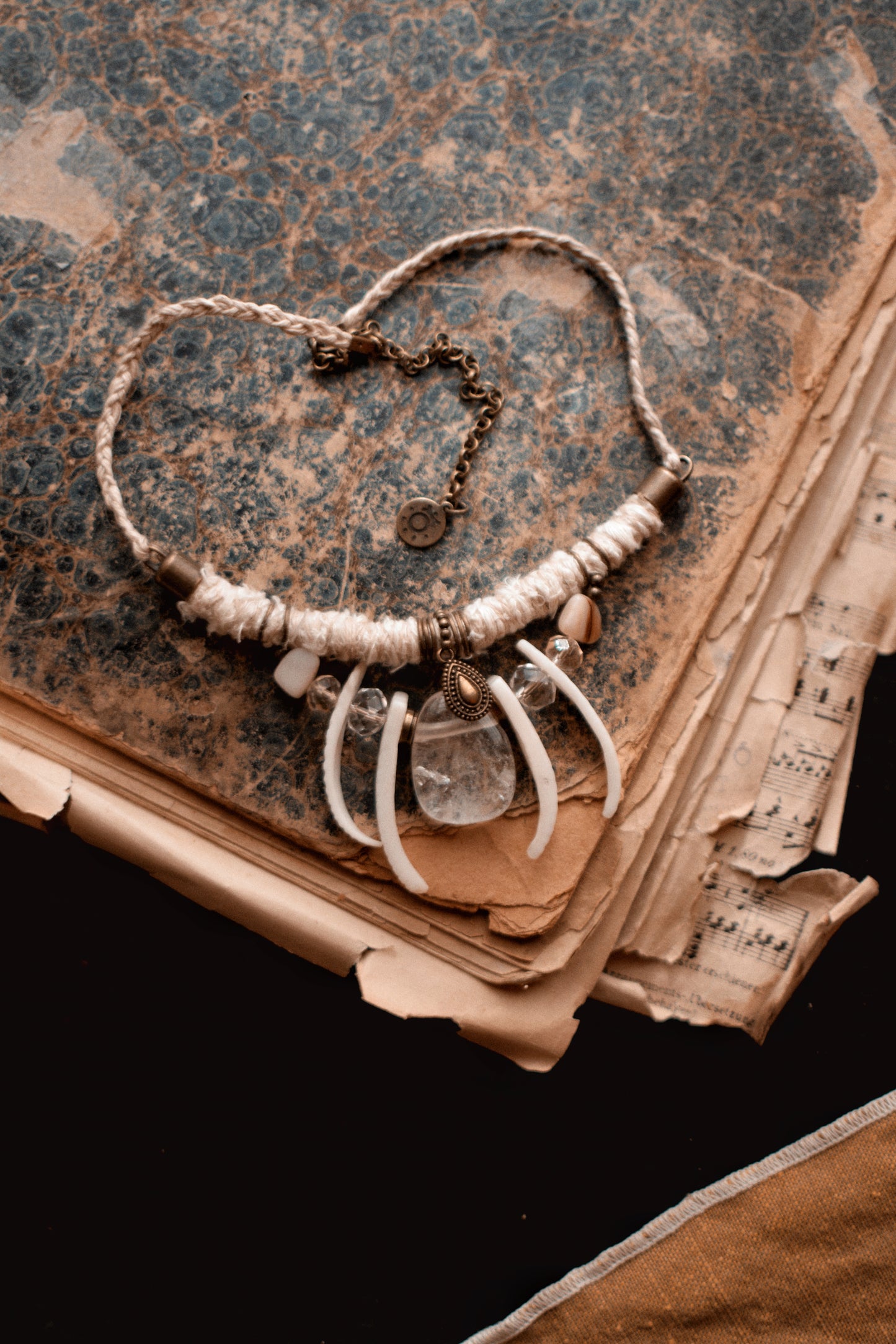 Ethereal Necklace with Clear Quartz and Shells