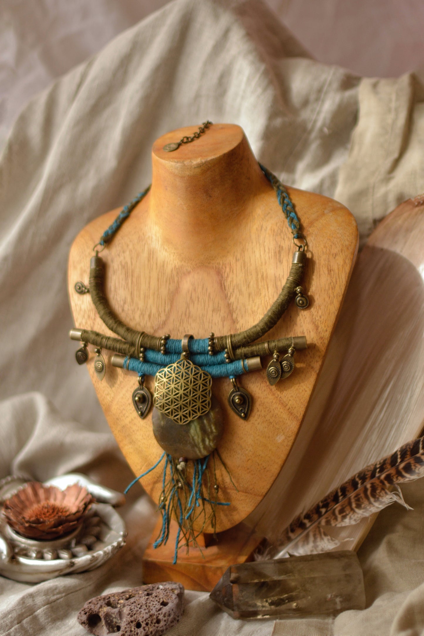 Olive Sky Necklace with Serpentine