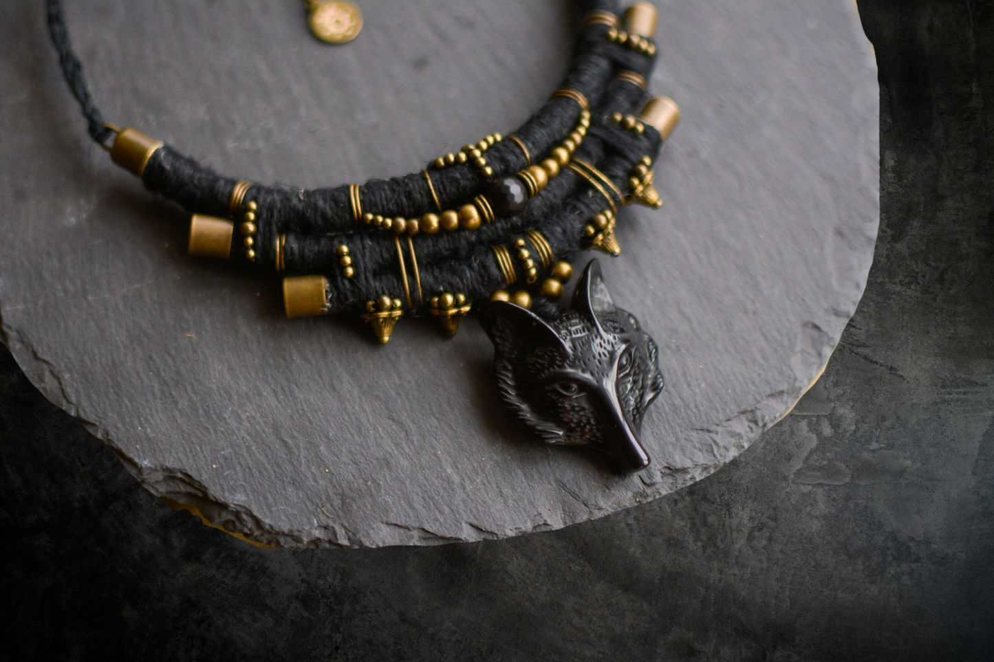 Guardians of the Unseen Necklace with Wolf Obsidian