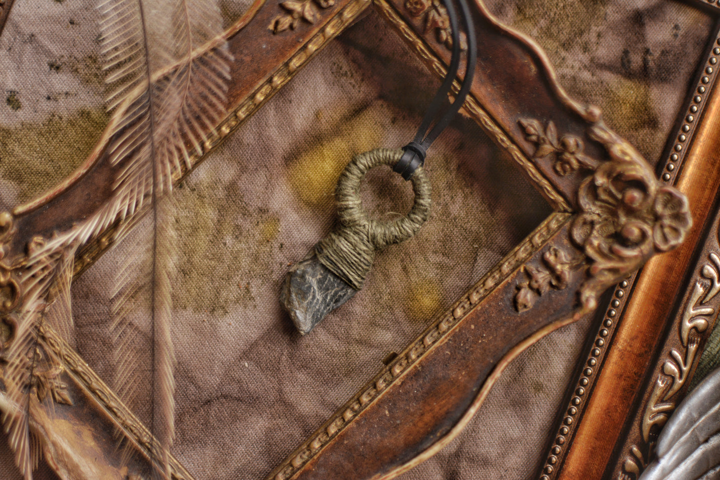 Sacred Armor - Plant Dyed Talisman with a Grey stone