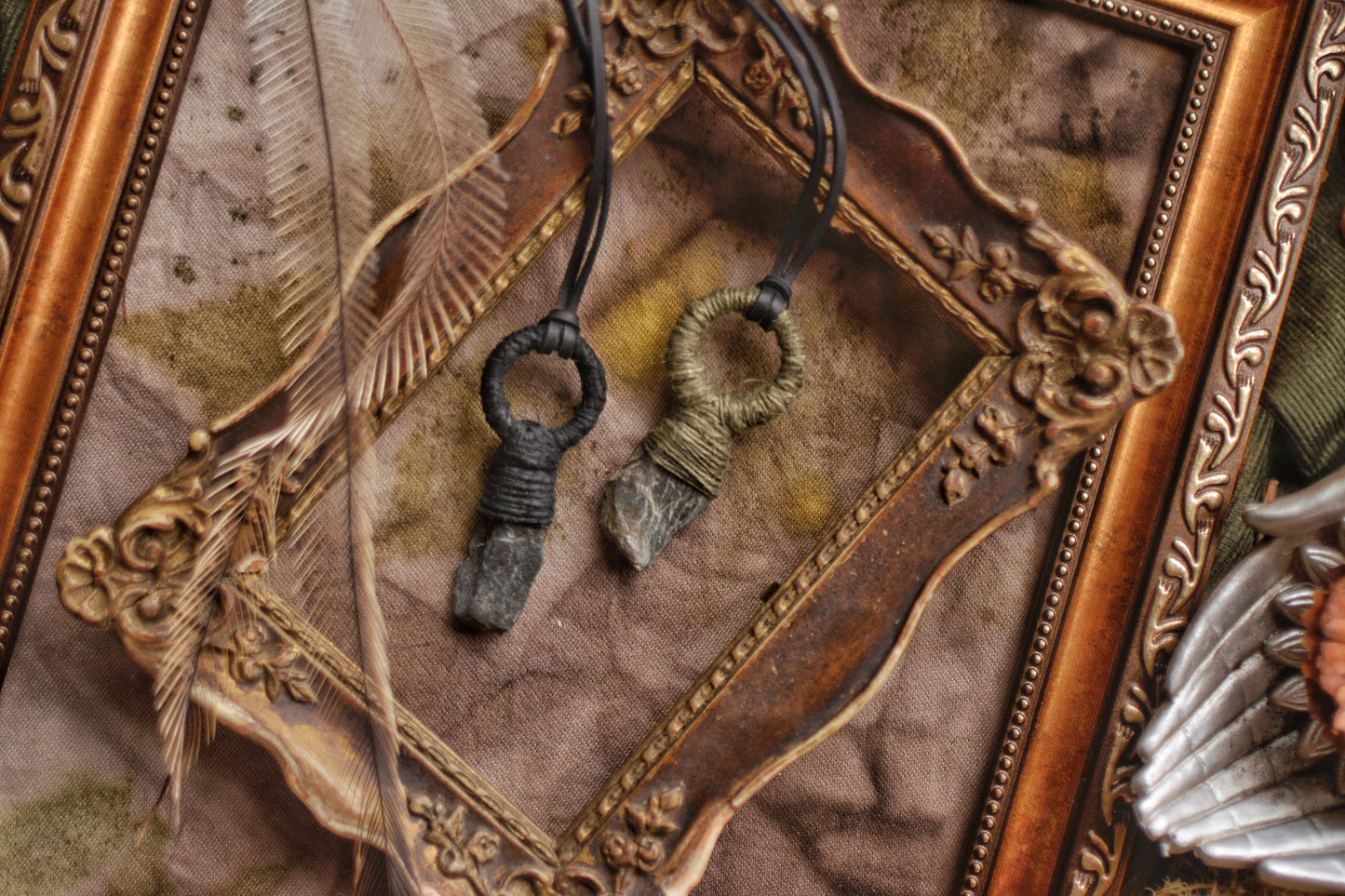 Sacred Armor - Plant Dyed Talisman with a Grey stone