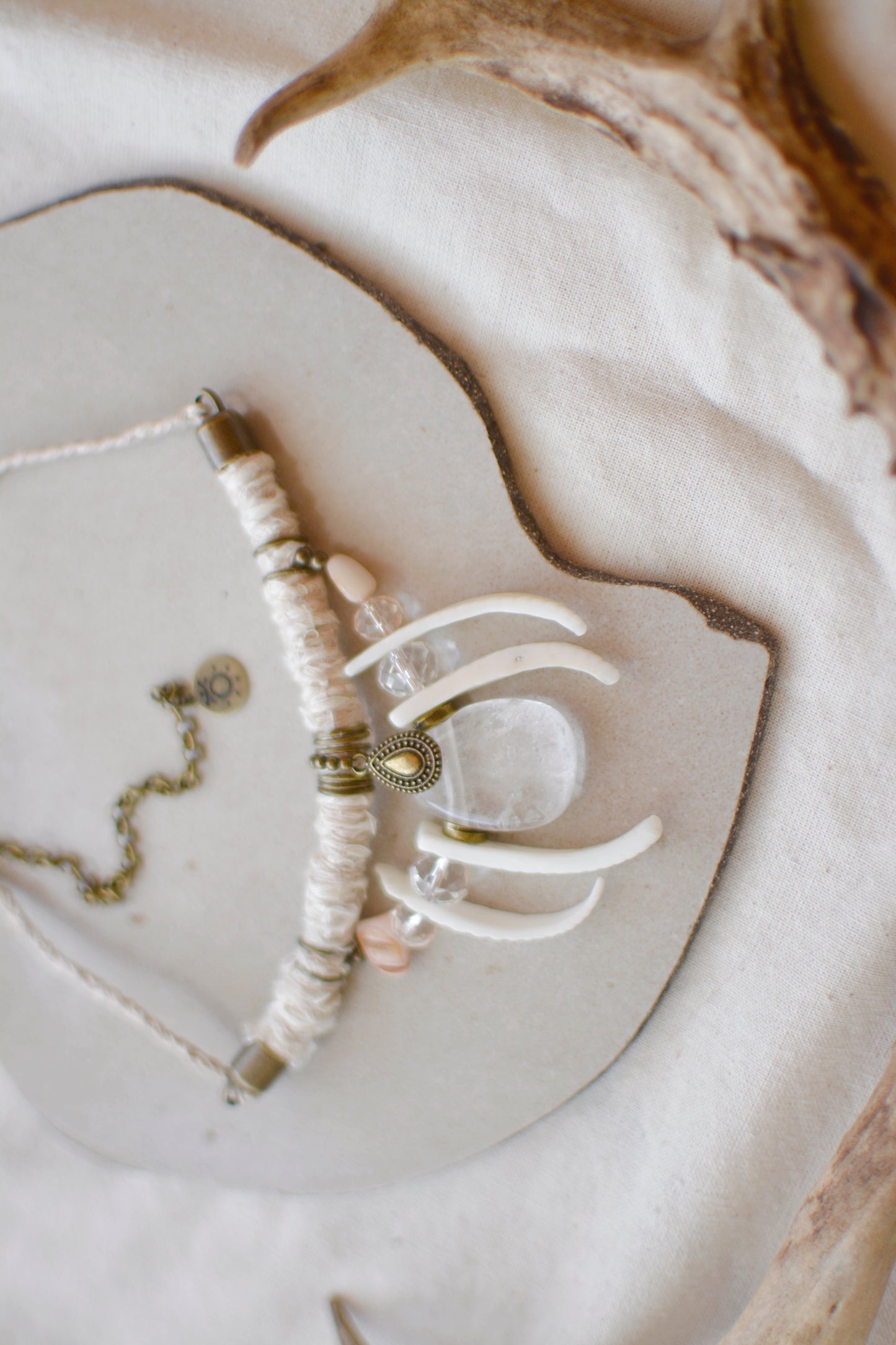 The Air Tribe Necklace with Shells and Clear Crystal