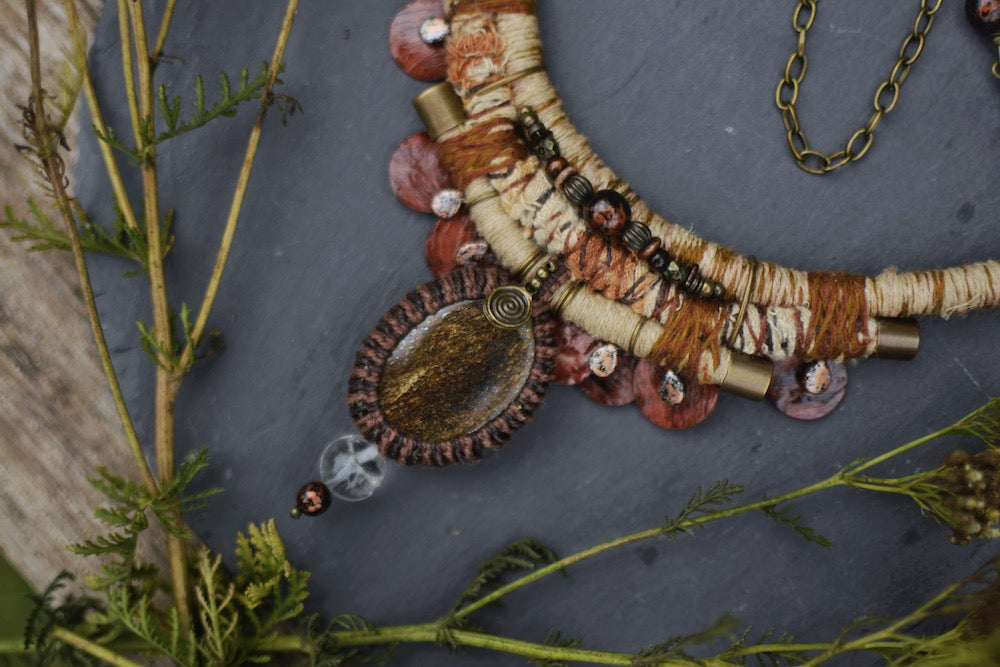 Afterlife NEcklace with Bronzite and Clear Crystal
