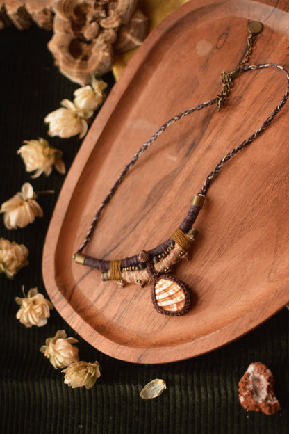 Ethereal Hemp and Linen Necklace with Shell