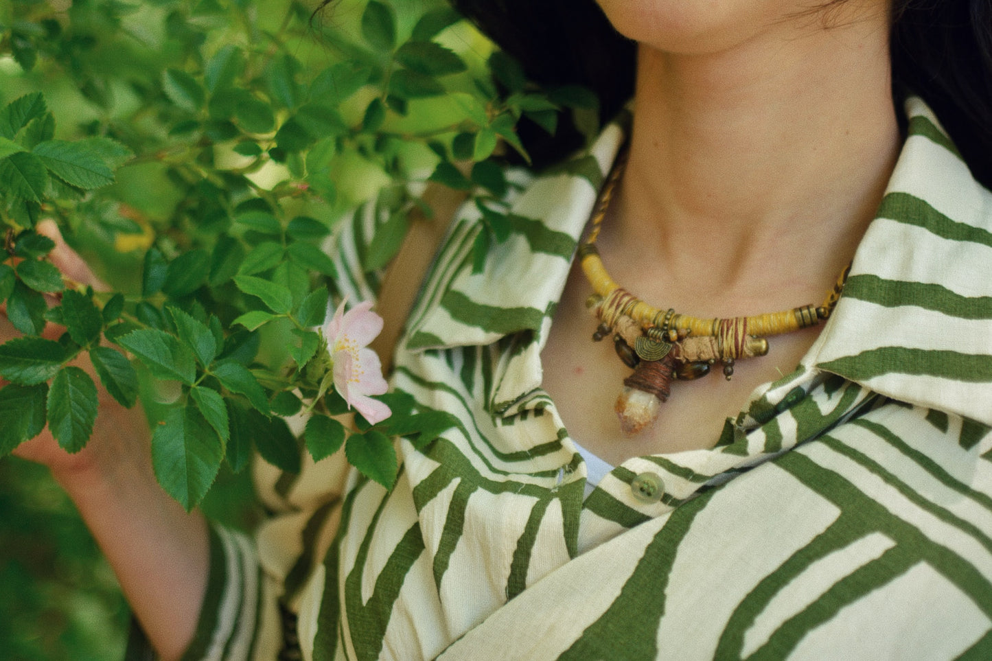 Boheme Joy Hemp and Linen Necklace with Heated Amethyst