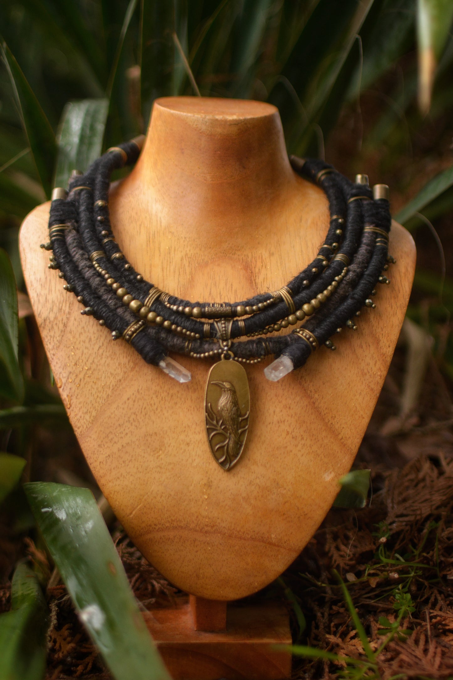 Raven's whisper Necklace with Clear Crystals