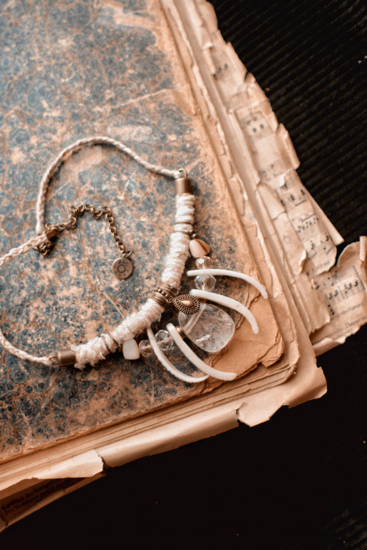 Ethereal Necklace with Clear Quartz and Shells