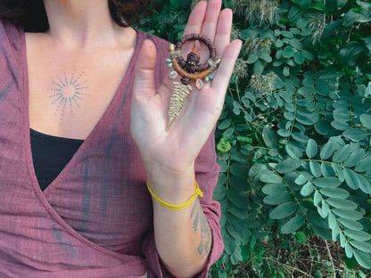 Whimsy Fern Talisman with Mandarine Quartz - mid length