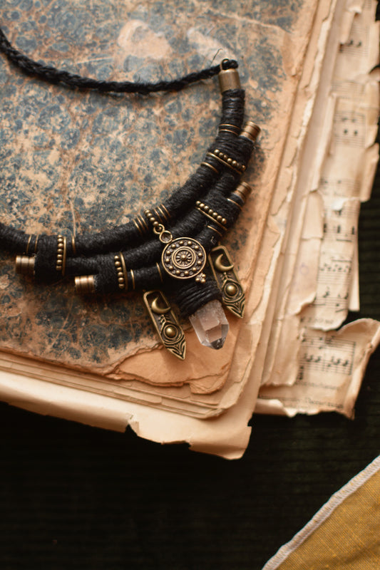 Witchy Hemp Necklace with Clear Quartz