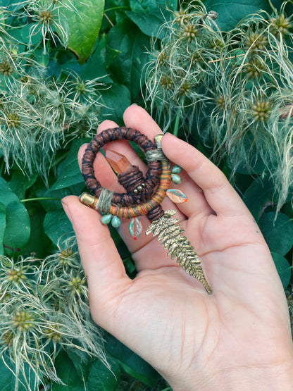 Whimsy Fern Talisman with Mandarine Quartz - mid length
