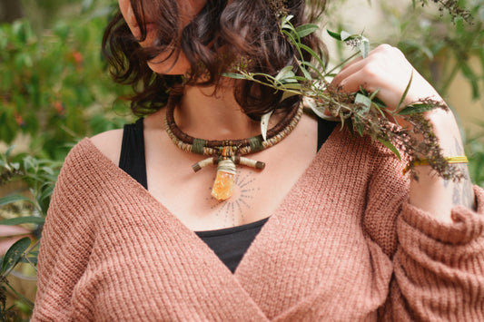 Fallen Leaves Necklace with Heated Amethyst (Citrine)