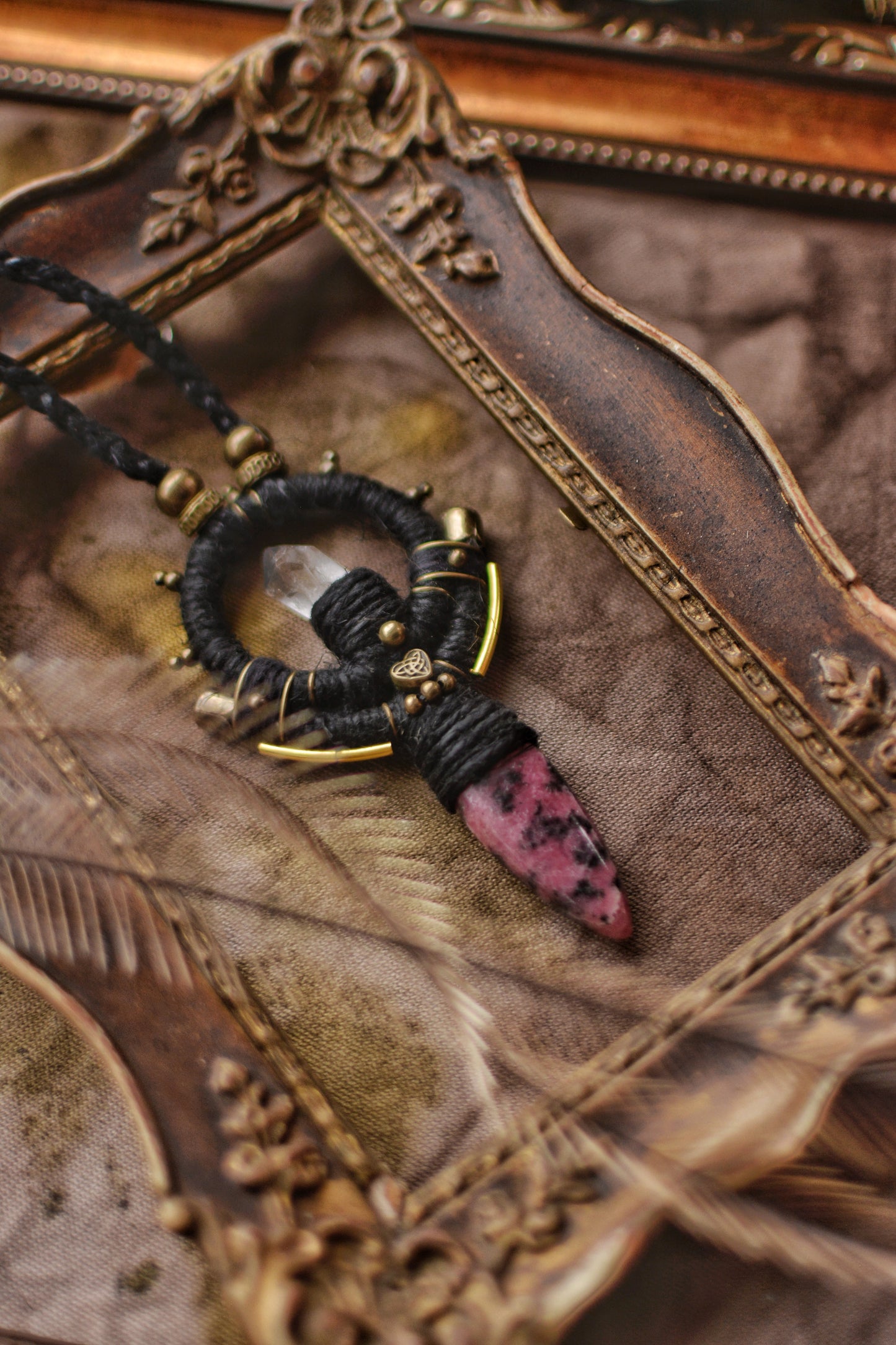 Sacred Armor - Talisman with Clear Quartz and Rhodonite