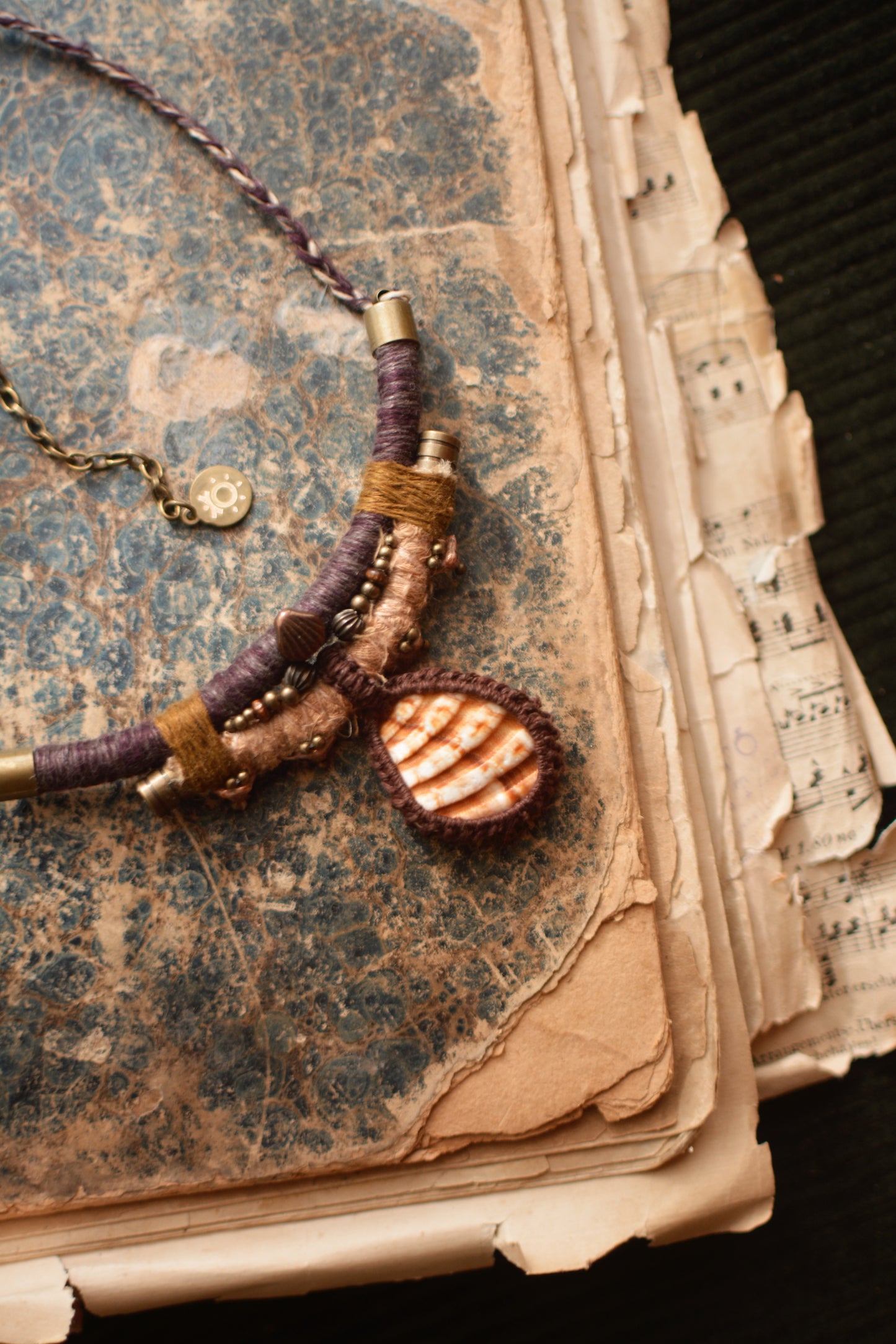 Ethereal Hemp and Linen Necklace with Shell