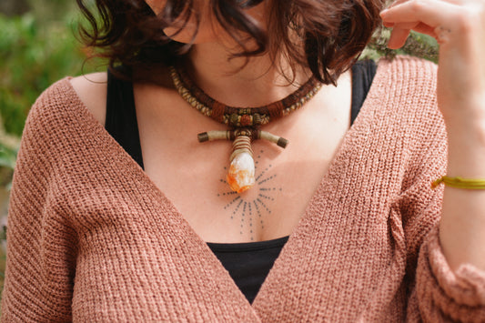 Fallen Leaves Necklace with Heated Amethyst (Citrine)