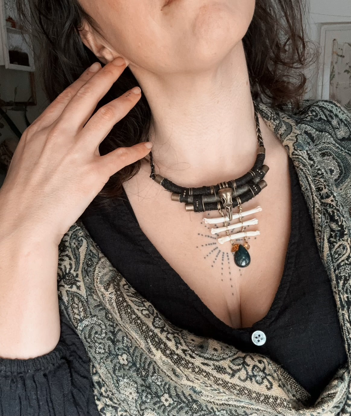 La Loba Hemp and Linen Necklace