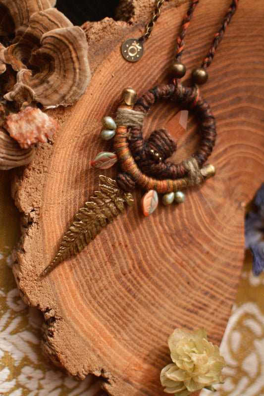 Whimsy Fern Talisman with Mandarine Quartz - mid length
