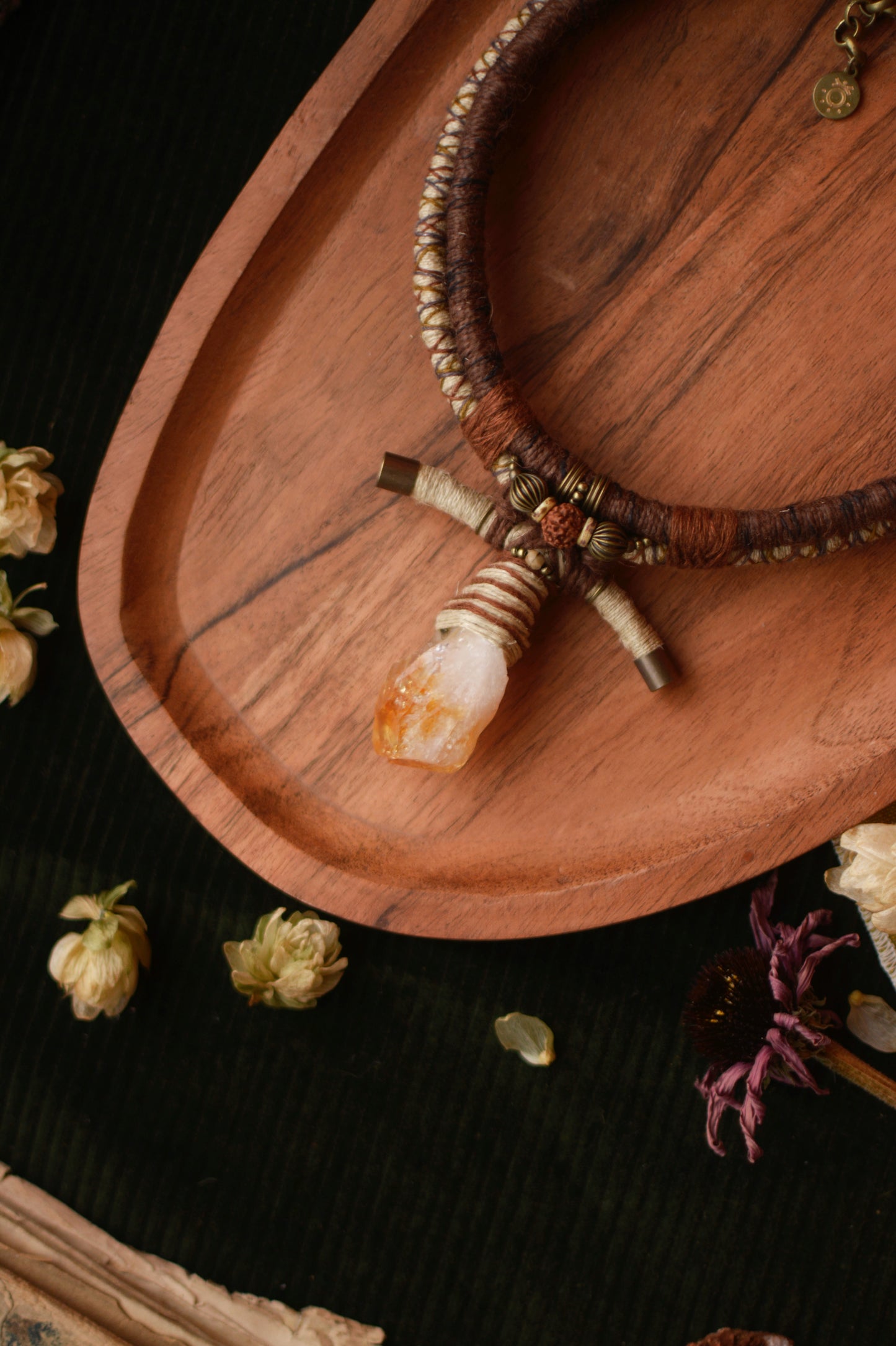 Fallen Leaves Necklace with Heated Amethyst (Citrine)
