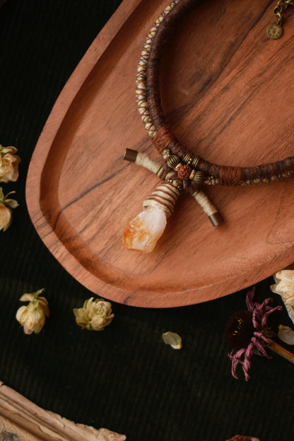 Fallen Leaves Necklace with Heated Amethyst (Citrine)