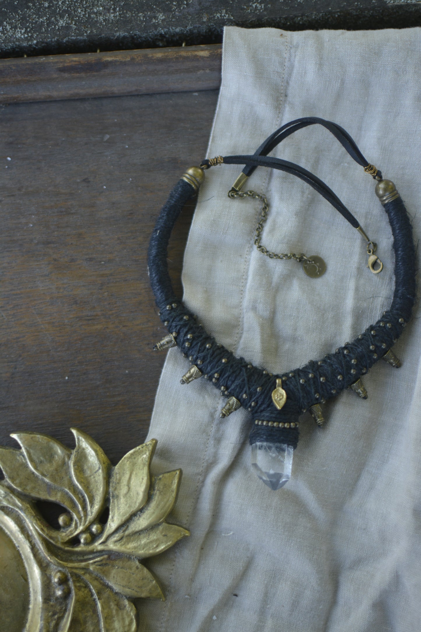 Witchy Hemp Necklace with Clear Crystal