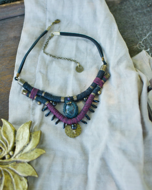 Witchy Hemp Necklace with Larvikite