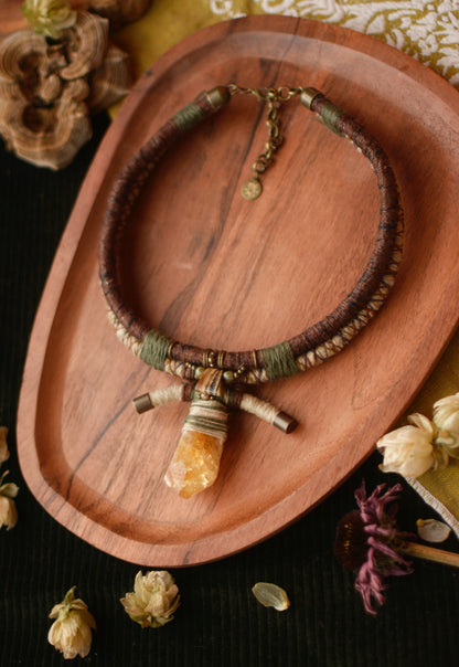 Fallen Leaves Necklace with Heated Amethyst (Citrine)