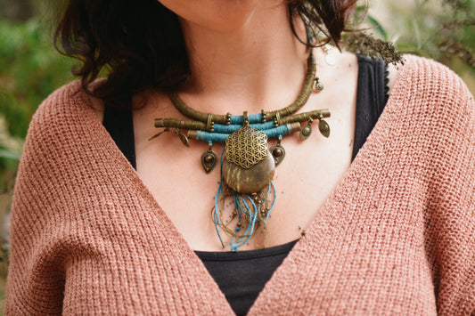 Olive Sky Necklace with Serpentine