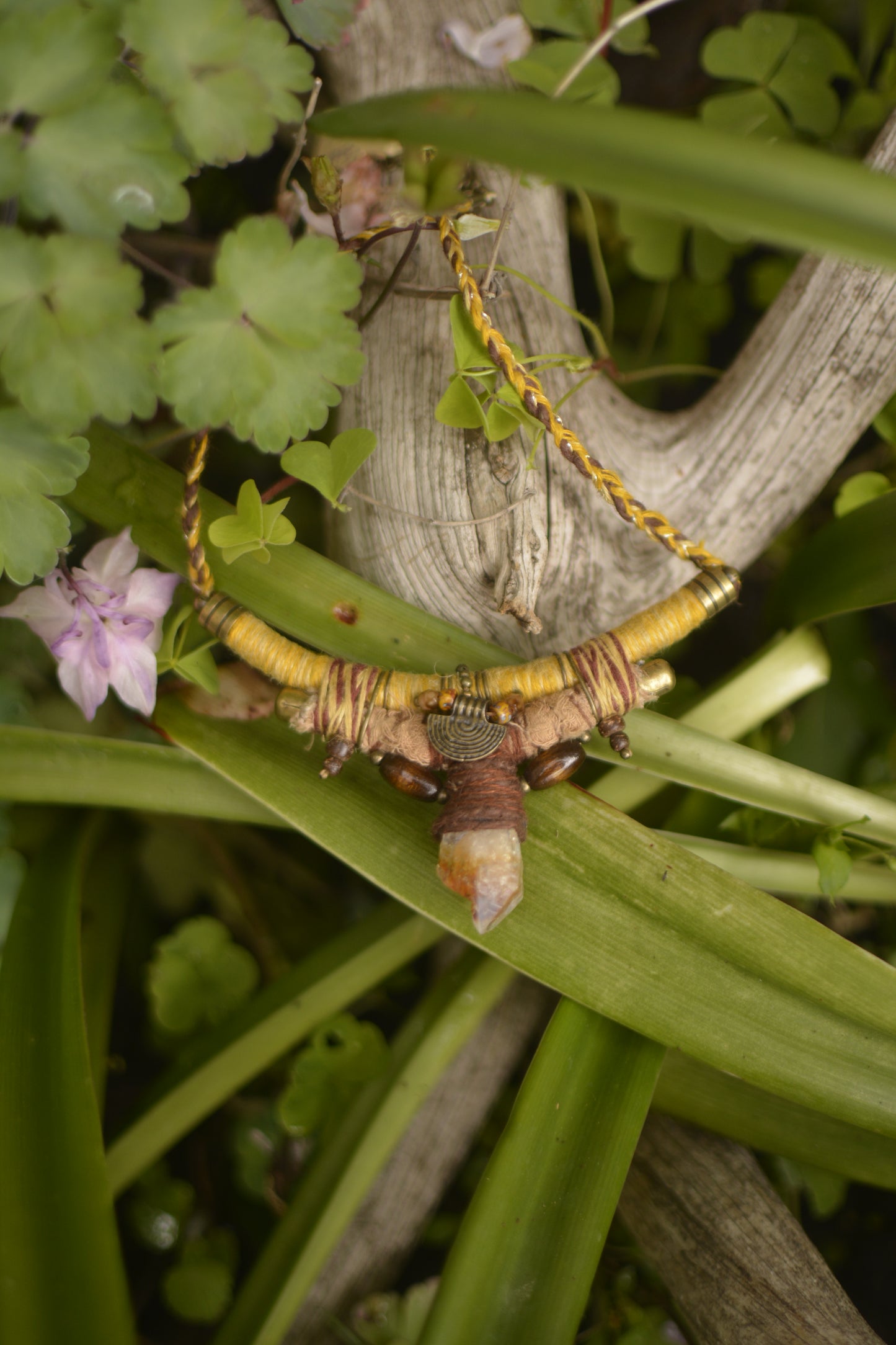 Boheme Joy Hemp and Linen Necklace with Heated Amethyst