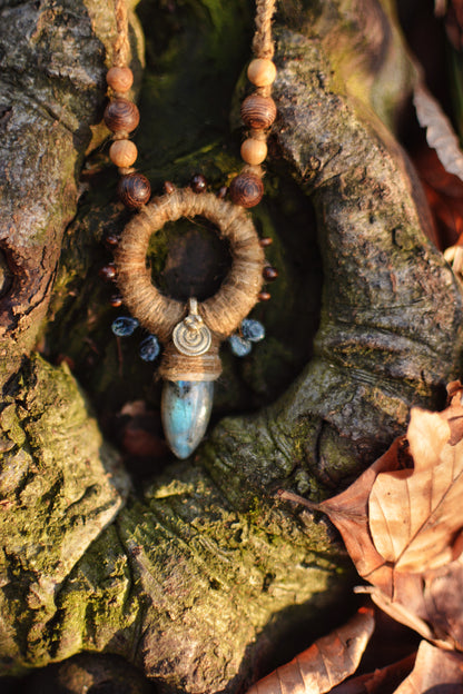 Elemental Harmony - Plant dyed talisman with labradorite