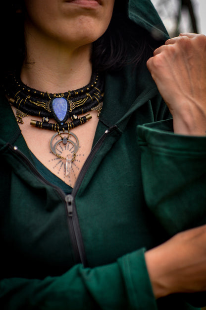 Queen of Night - with Lapis Lazuli, Smoky Quartz and Clear Crystal