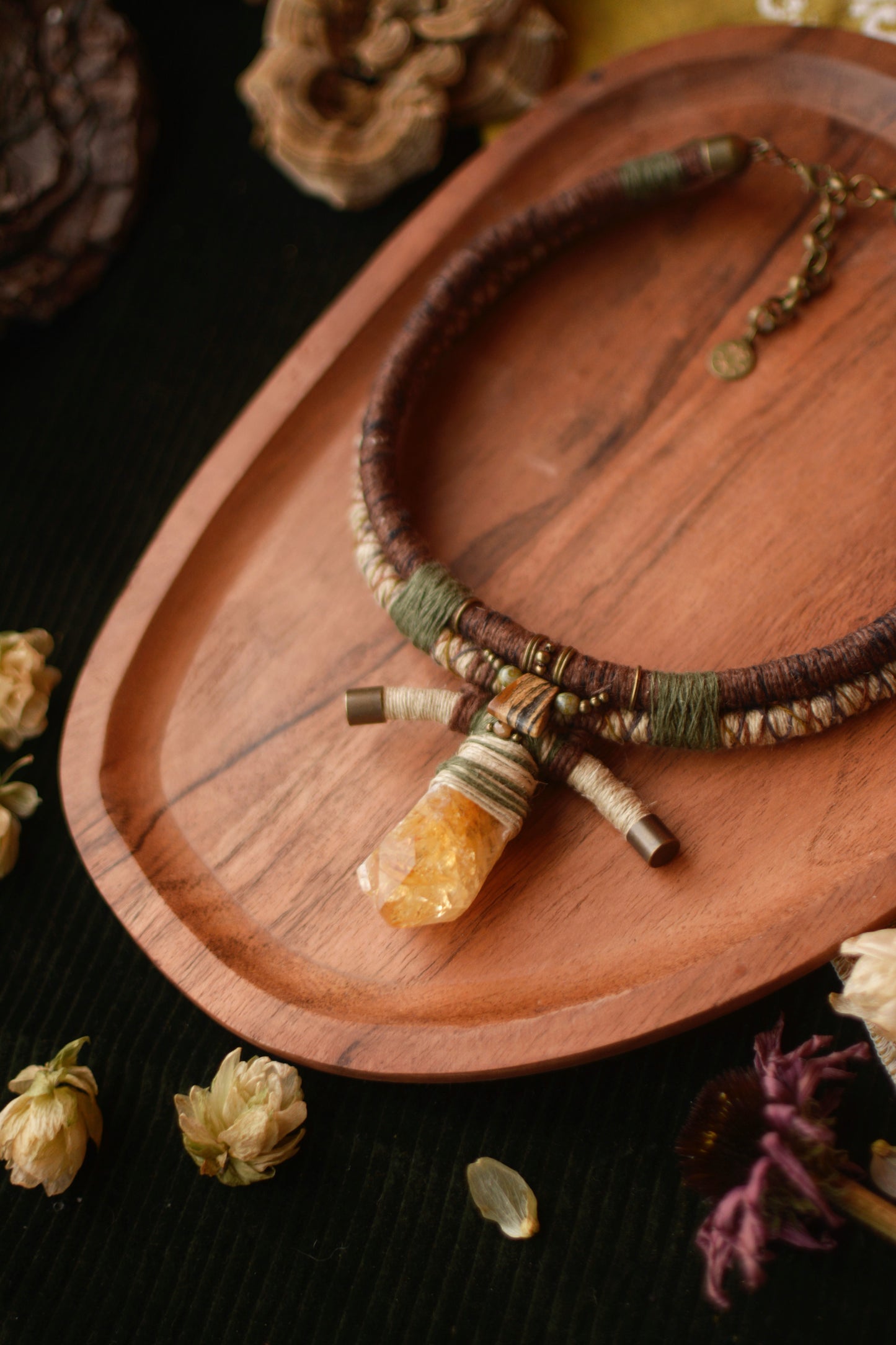 Fallen Leaves Necklace with Heated Amethyst (Citrine)