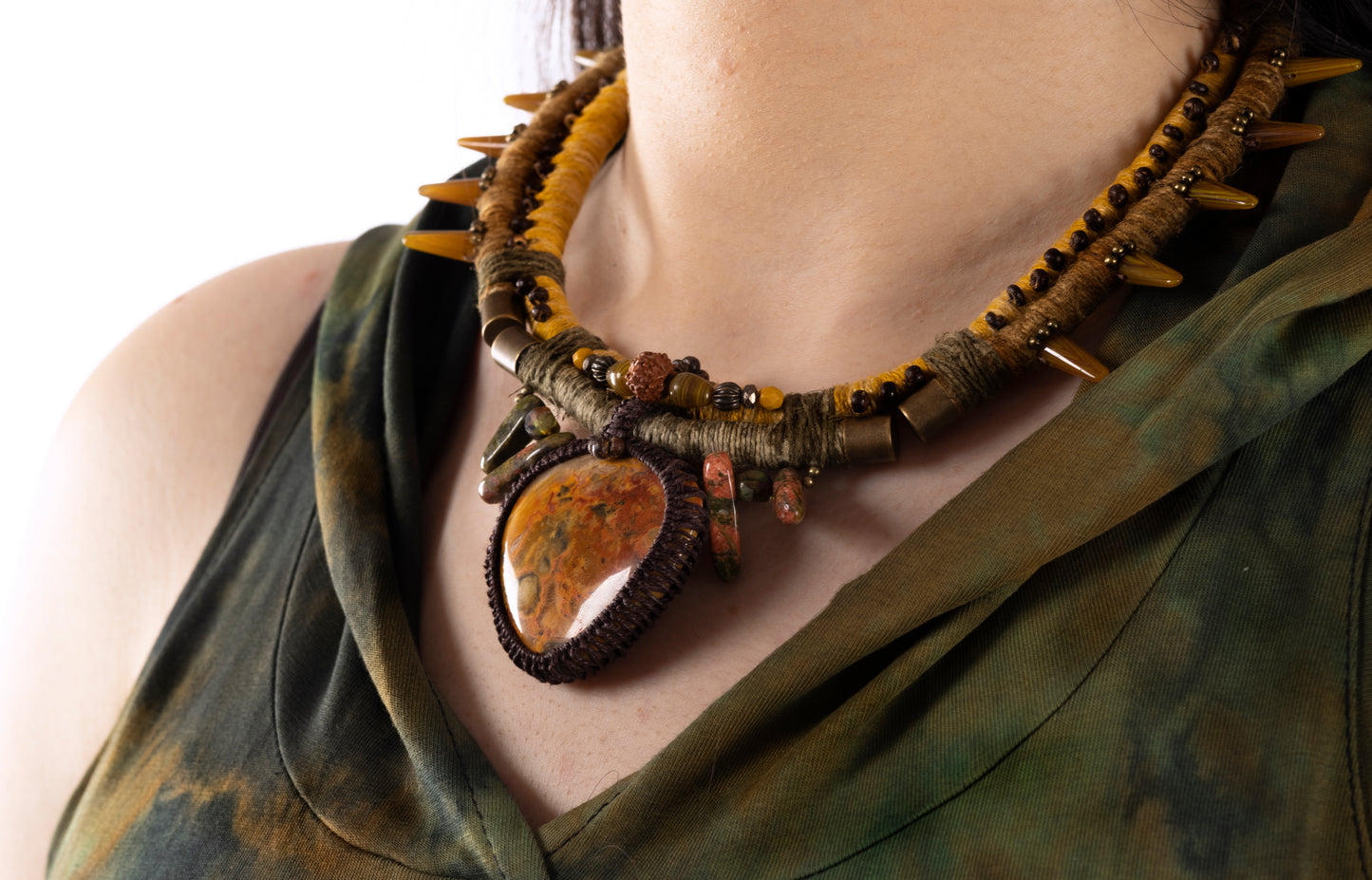 Early Blossom necklace with Crazy Lace Agate