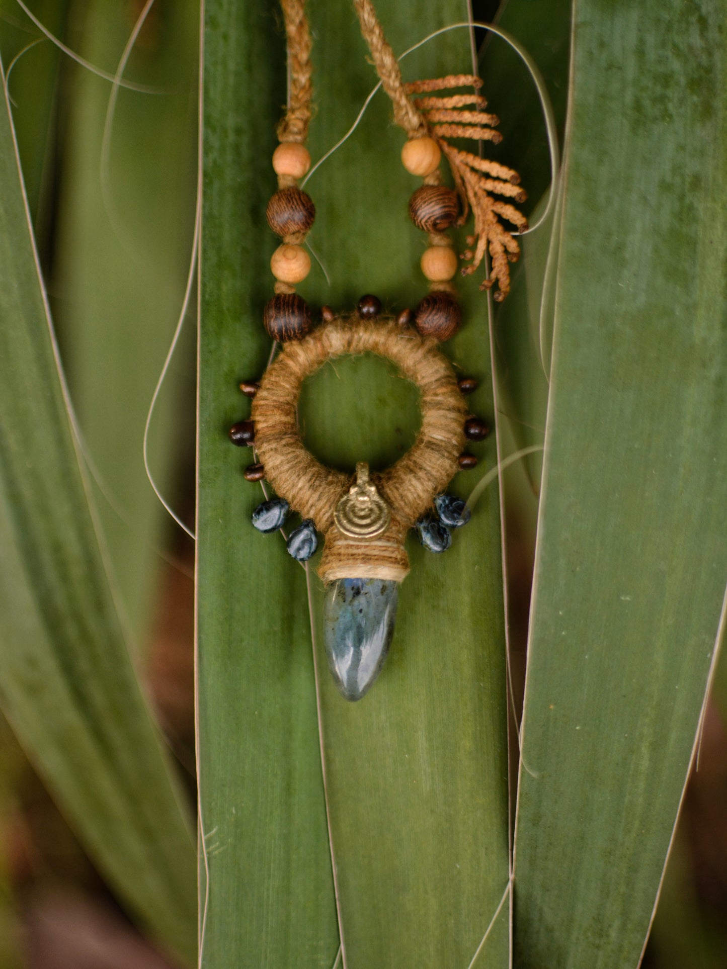 Elemental Harmony - Plant dyed talisman with labradorite