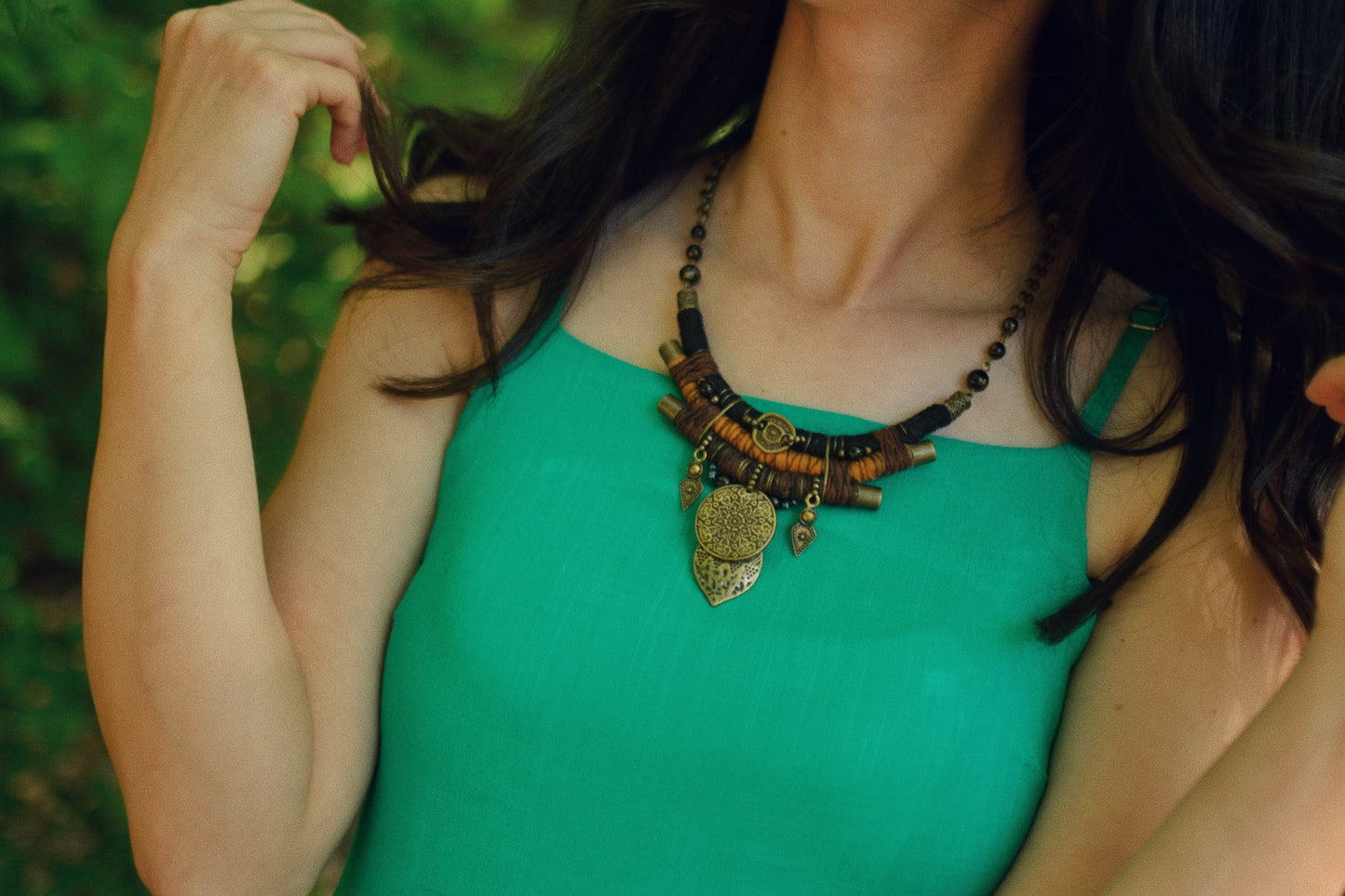 Earth and Fire Hemp and Linen Necklace