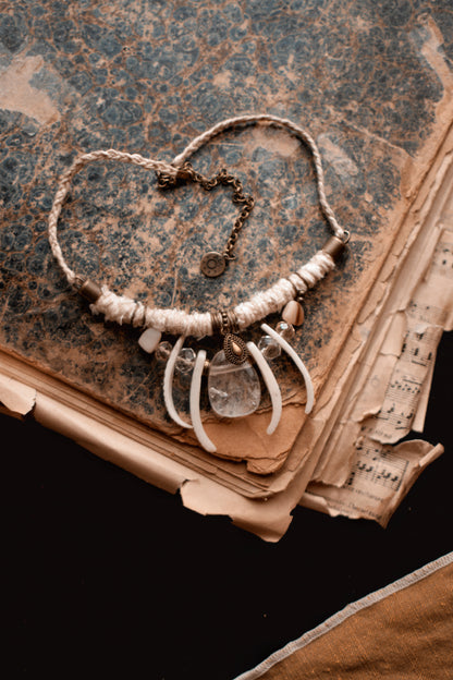 Ethereal Necklace with Clear Quartz and Shells