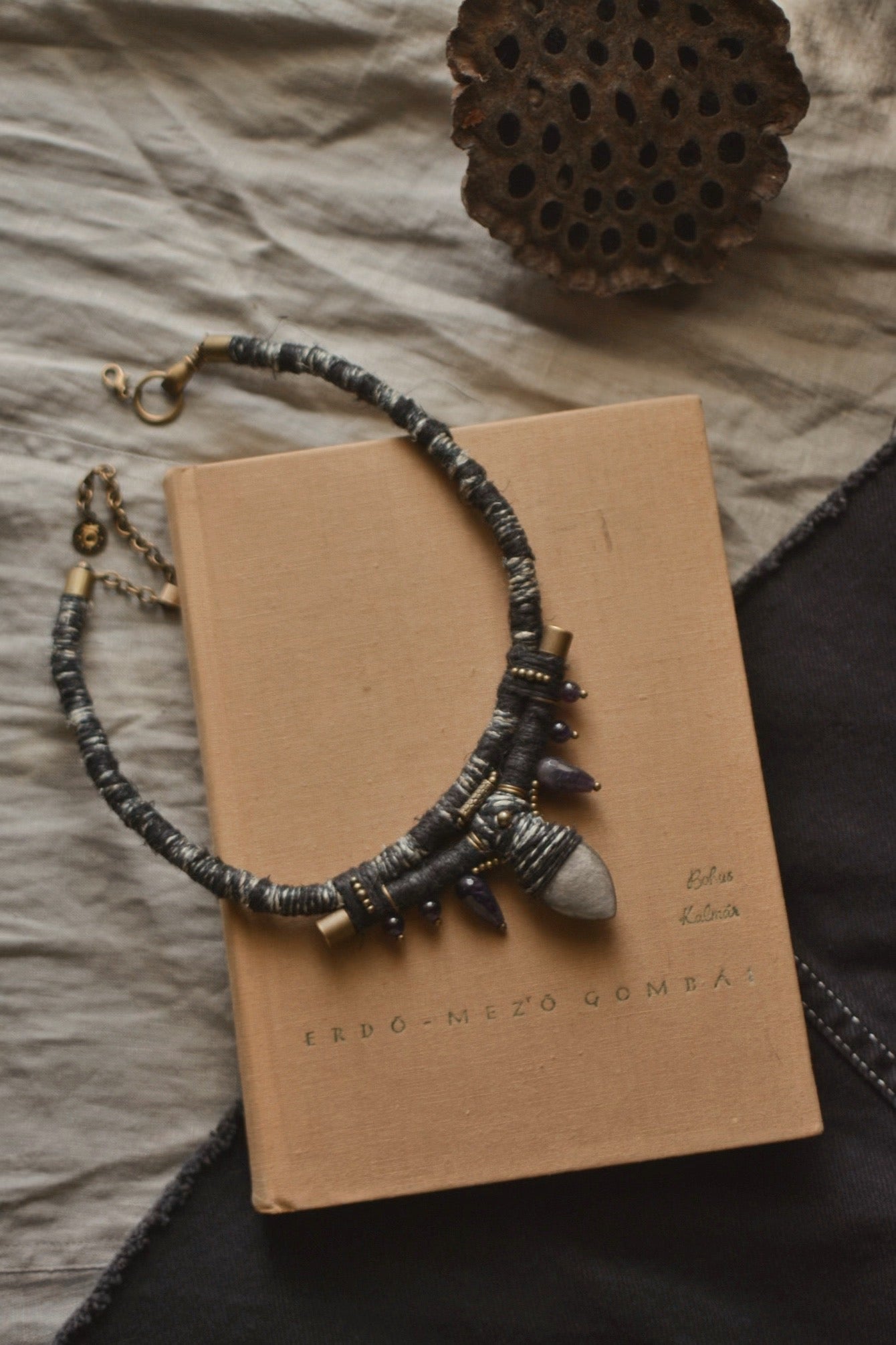 Silver Obsidian-Amethyst Necklace