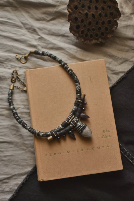 Silver Obsidian-Amethyst Necklace