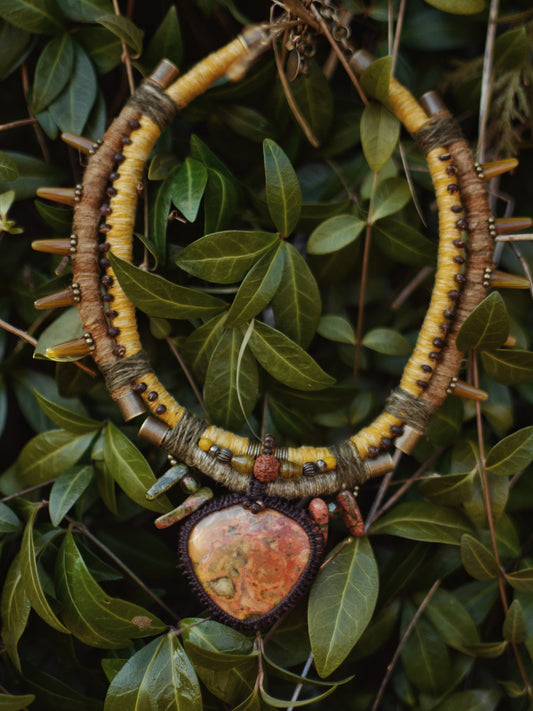 Early Blossom necklace with Crazy Lace Agate