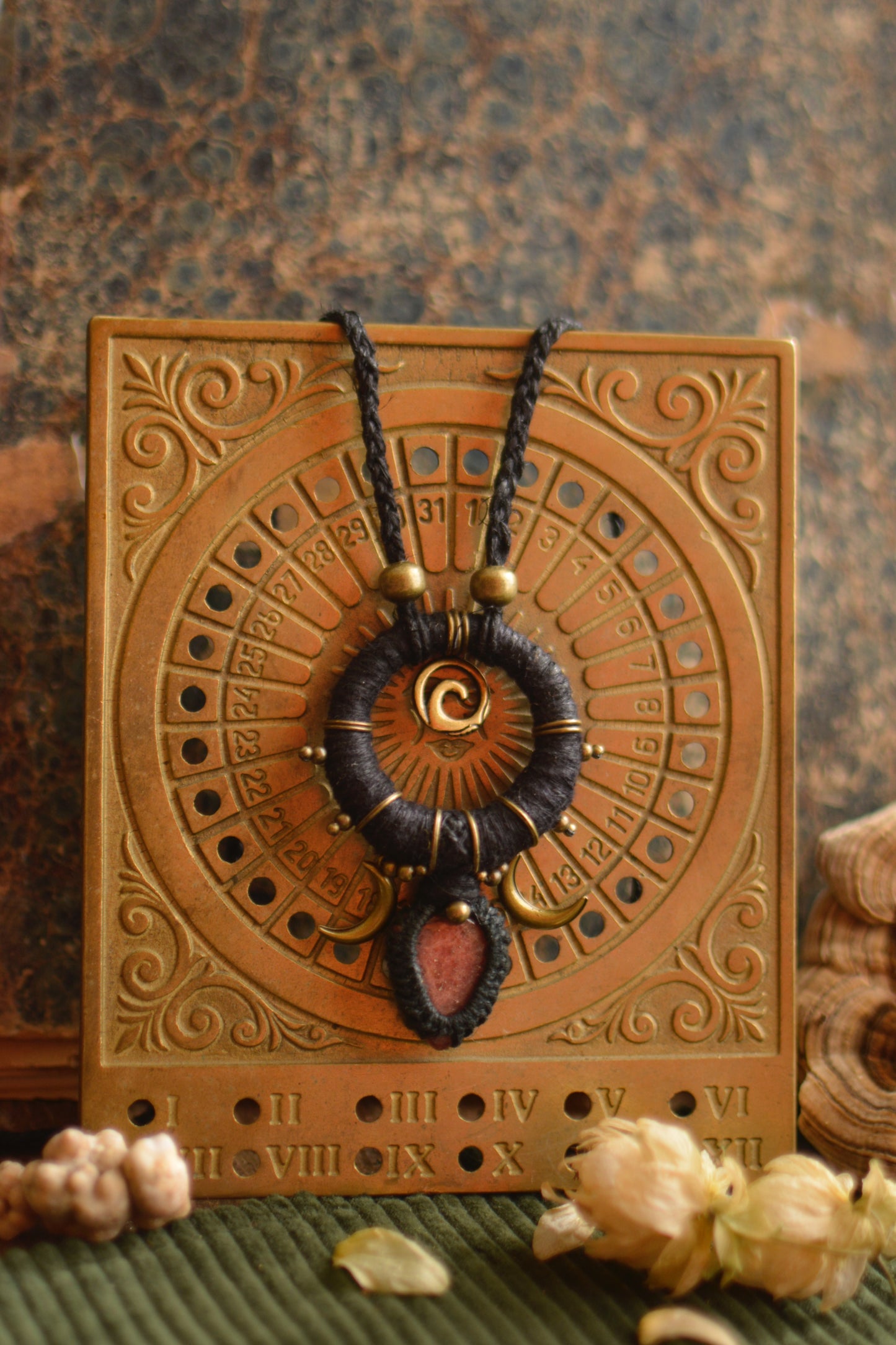 Talisman with Rhodonite - long