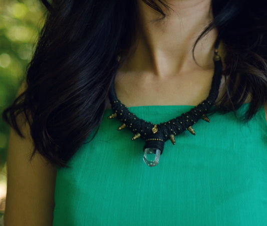 Witchy Hemp Necklace with Clear Crystal