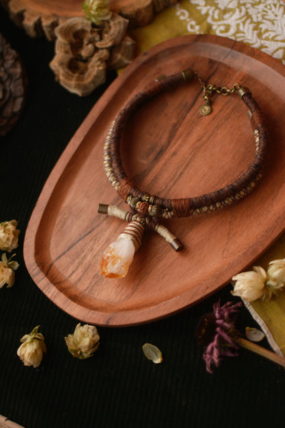 Fallen Leaves Necklace with Heated Amethyst (Citrine)