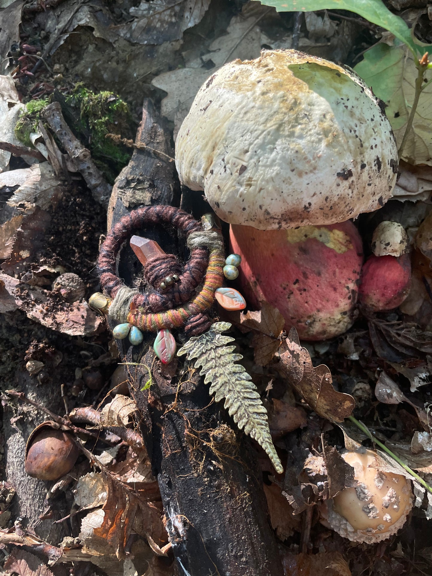 Whimsy Fern Talisman with Mandarine Quartz - mid length