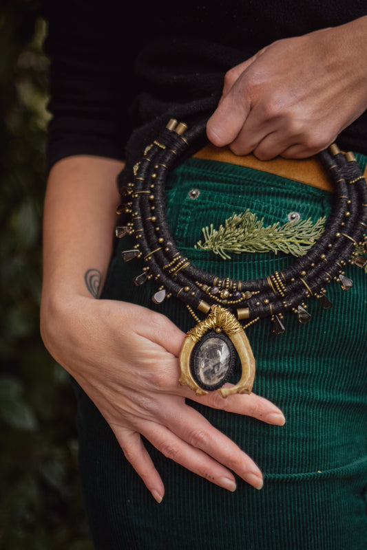 Sunstone -smoky quartz necklace