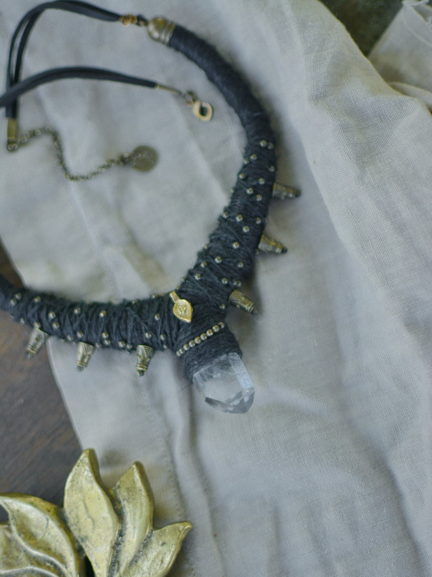 Witchy Hemp Necklace with Clear Crystal